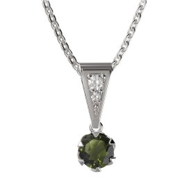 BG vltavín přívěšek 872 Bílé zlato - 585 Vltavín a diamant