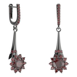 BG náušnice kruhováho tvaru 511-C91 Stříbro 925 - ruthenium (30-90dní) Granát