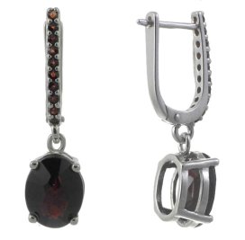 BG náušnice osázené kameny:granát  691 Bílé zlato - 585 Granát