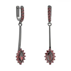 BG náušnice s centrálním oválným kamenem 504-A93 Stříbro 925 - ruthenium (30-90dní) Granát