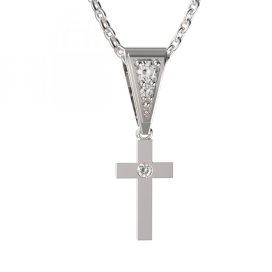 BG zlatý přívěšek křížek 1104 Bílé zlato - 585 Diamant