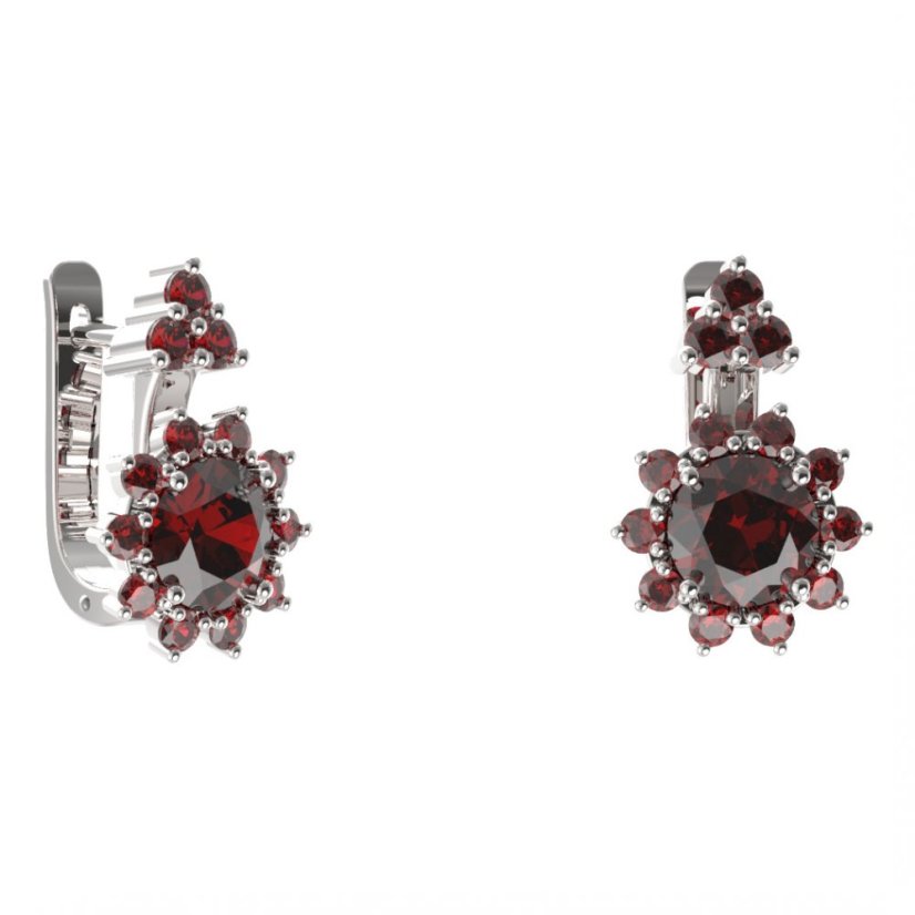 BG náušnice kruhováho tvaru 511-87 Stříbro 925 - rhodium Granát
