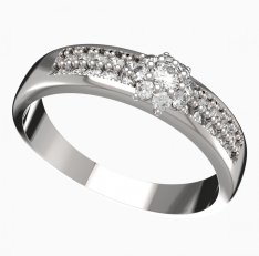 BG zlatý prstýnek 886 F Bílé zlato - 585 Diamant