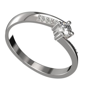 BG zlatý diamantový prstýnek 1445 /zásnubní-snubní/ Bílé zlato - 585 Diamant lab-grown