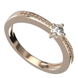 BG zlatý  prstýnek 1441 /zásnubní-snubní/ Růžové zlato 585 (30-90dní) Diamant