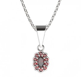 BG přívěs oválný 455-0 Stříbro 925 - rhodium Granát