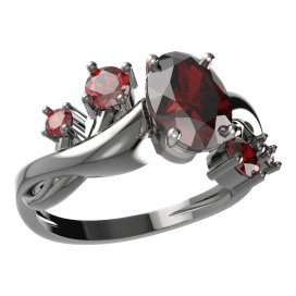 BG prsten s oválným kamenem 478-P Stříbro 925 - ruthenium (30-90dní) Granát