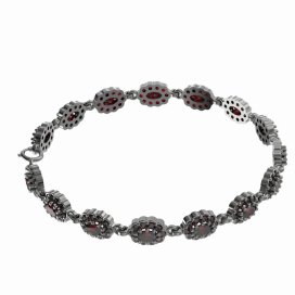 BG náramek přírodní broušený granát   455 Stříbro 925 - ruthenium (30-90dní) Granát