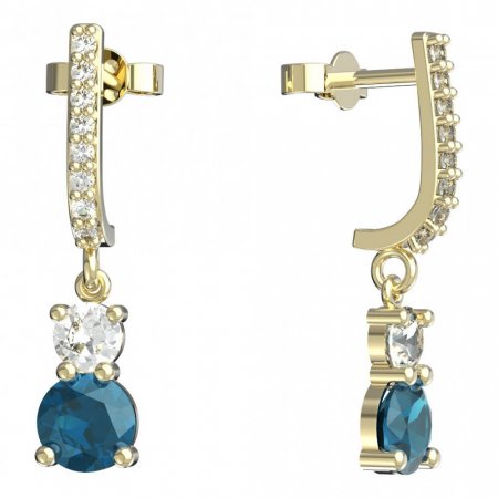 BeKid, Gold kids earrings -857 - Switching on: Pendant hanger, Metal: Yellow gold 585, Stone: Light blue cubic zircon