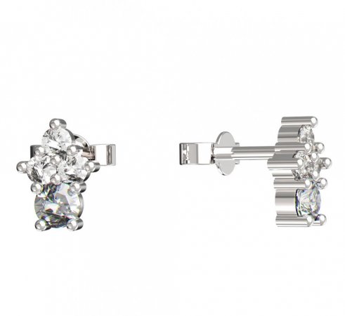 BeKid, Gold kids earrings -159 - Switching on: Puzeta, Metal: White gold 585, Stone: White cubic zircon