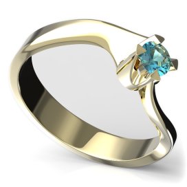 BG zlatý prstýnek 781 Žluté zlato - 585 Světle modrý kubický zirkon
