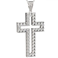BG zlatý přívěšek křížek 238 Bílé zlato - 585 Diamant