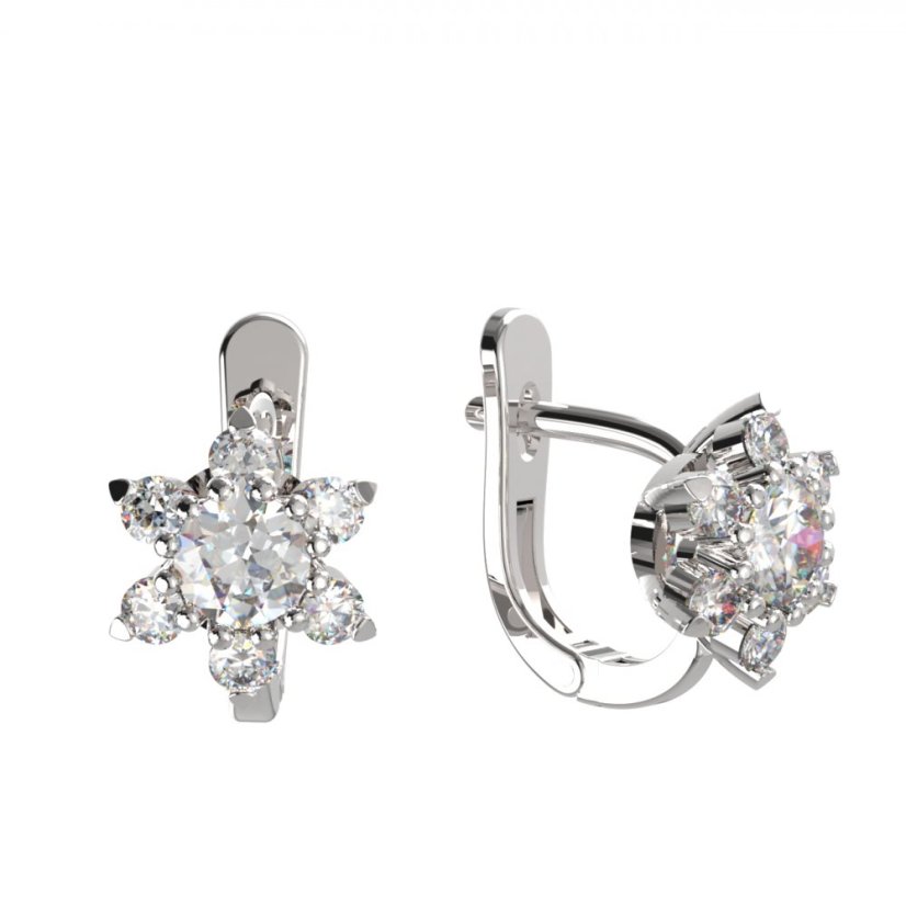 BG zlaté diamantové náušnice hvězdička 978 Bílé zlato - 585 Diamant lab-grown