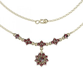 BG náhrdelník 233 Stříbro 925 - pozlacené Granát