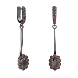 BG náušnice s centrálním oválným kamenem 517-A93 Stříbro 925 - ruthenium (30-90dní) Granát