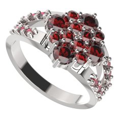 BG prstýnek 317 Bílé zlato - 585 Granát