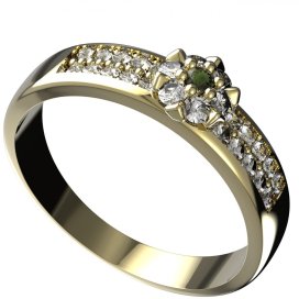 BG vltavínový prsten 879F Žluté zlato - 585 Vltavín a diamant
