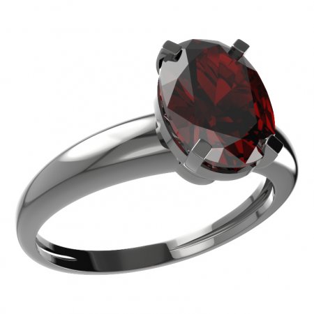 BG prsten s oválným kamenem 493-I - Kov: Stříbro 925 - rhodium, Kámen: Granát