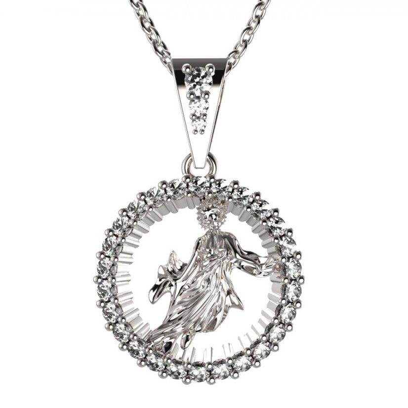 BG zlatý diamantový přívěšek Panna 045 Bílé zlato - 585 Diamant lab-grown
