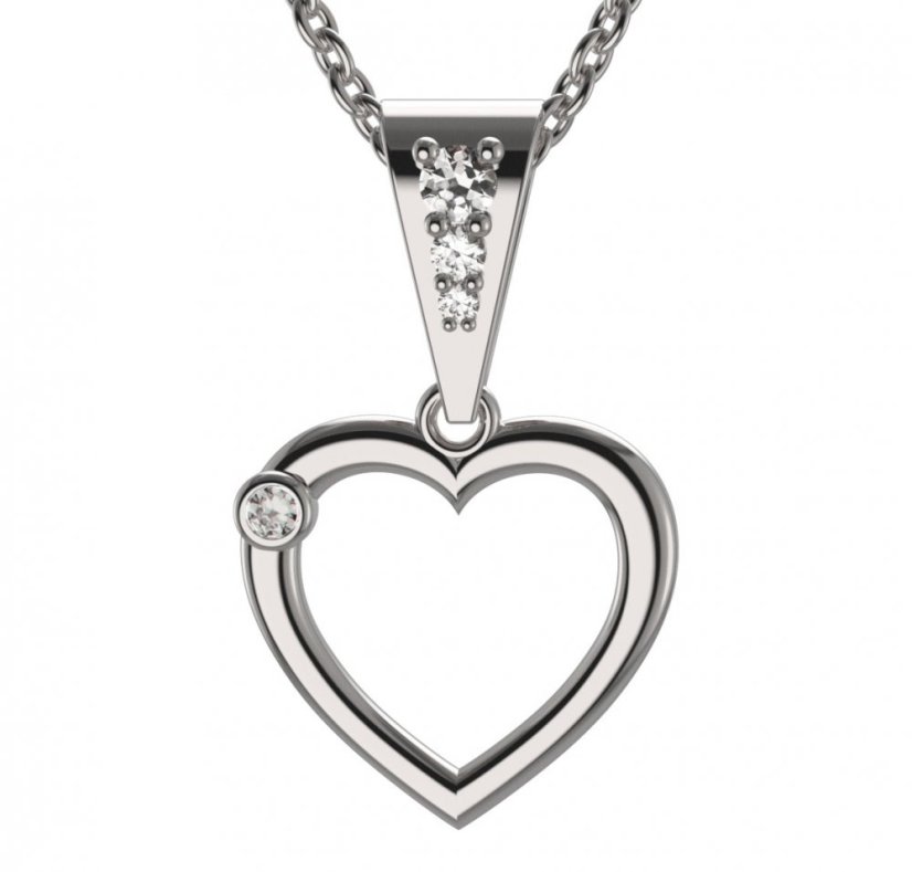 BG zlatý přívěšek srdíčko 1550 Bílé zlato - 585 Diamant