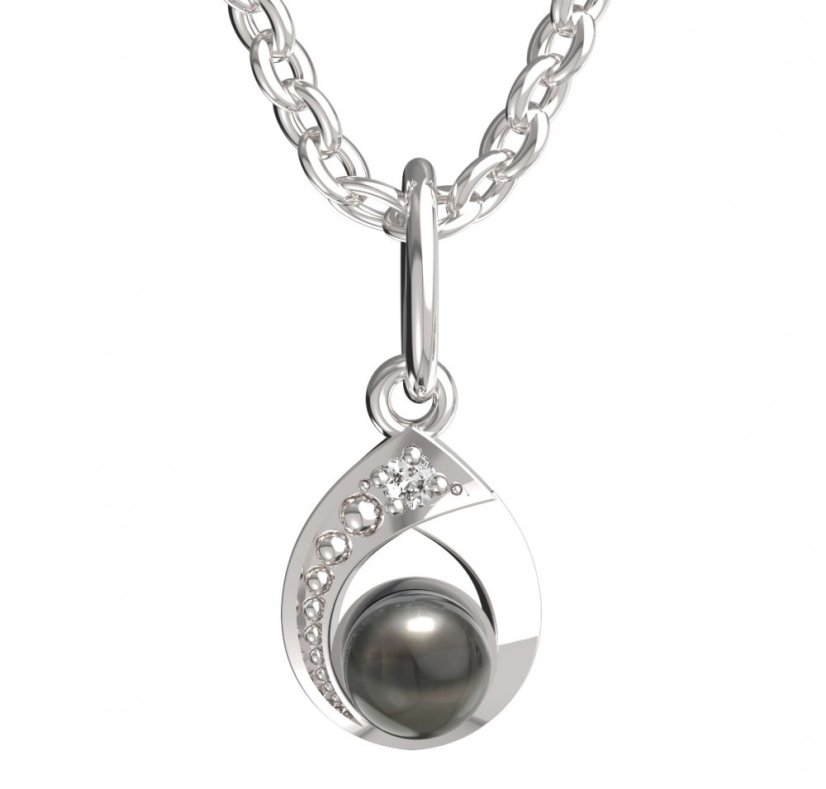 BeKid dětský přívěšek 1242 s černou perlou Bílé zlato - 585 Diamant