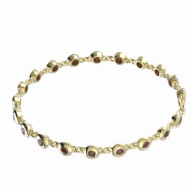BG náramek vsazeny kameny:přírodní granát  737 Žluté zlato - 585 Granát