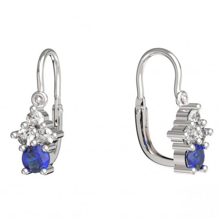 BeKid, Gold kids earrings -159 - Switching on: Brizura 0-3 roky, Metal: White gold 585, Stone: Dark blue cubic zircon