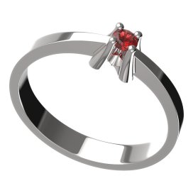 BG zlatý prstýnek 770 Bílé zlato - 585 Červený kubický zirkon