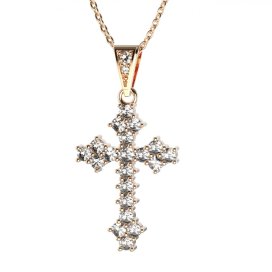 BG zlatý diamantový přívěšek křížek 263 Růžové zlato 585 (30-90dní) Diamant lab-grown