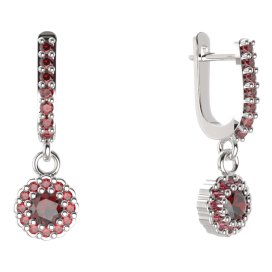 BG kulaté náušnice 452-84 Stříbro 925 - rhodium Granát