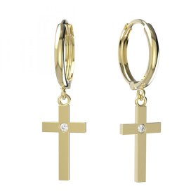 BG zlaté náušnice křížek 1103 Žluté zlato - 585 Diamant