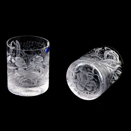 set of two crystal hand cut glasses Šafránek 3921+3922