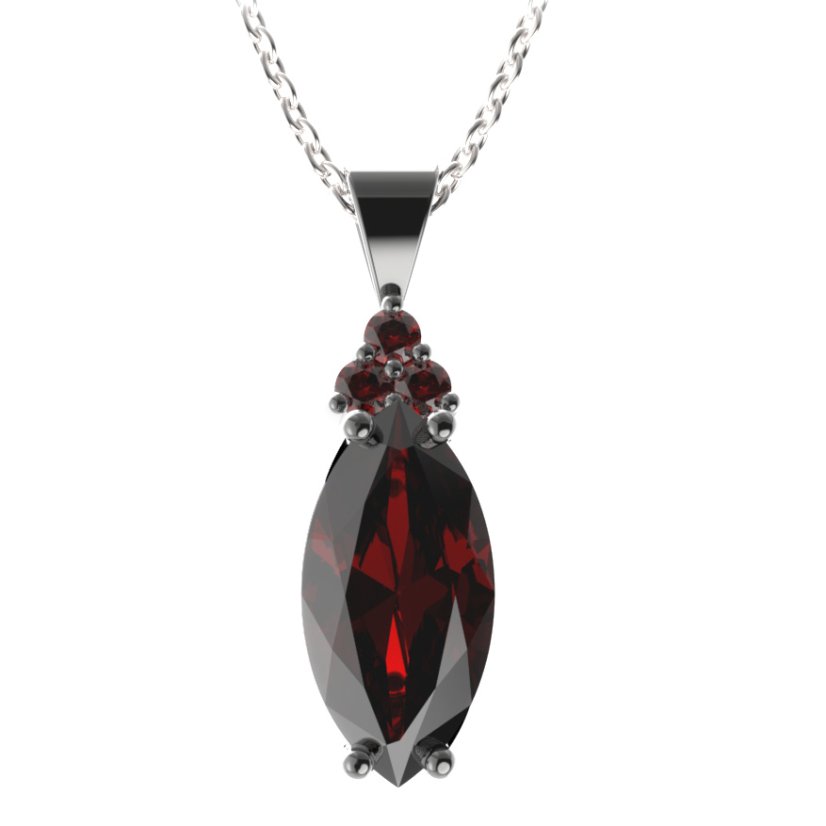 Stříbrný přívěsek s českým granátem, ruthenium – 481-87