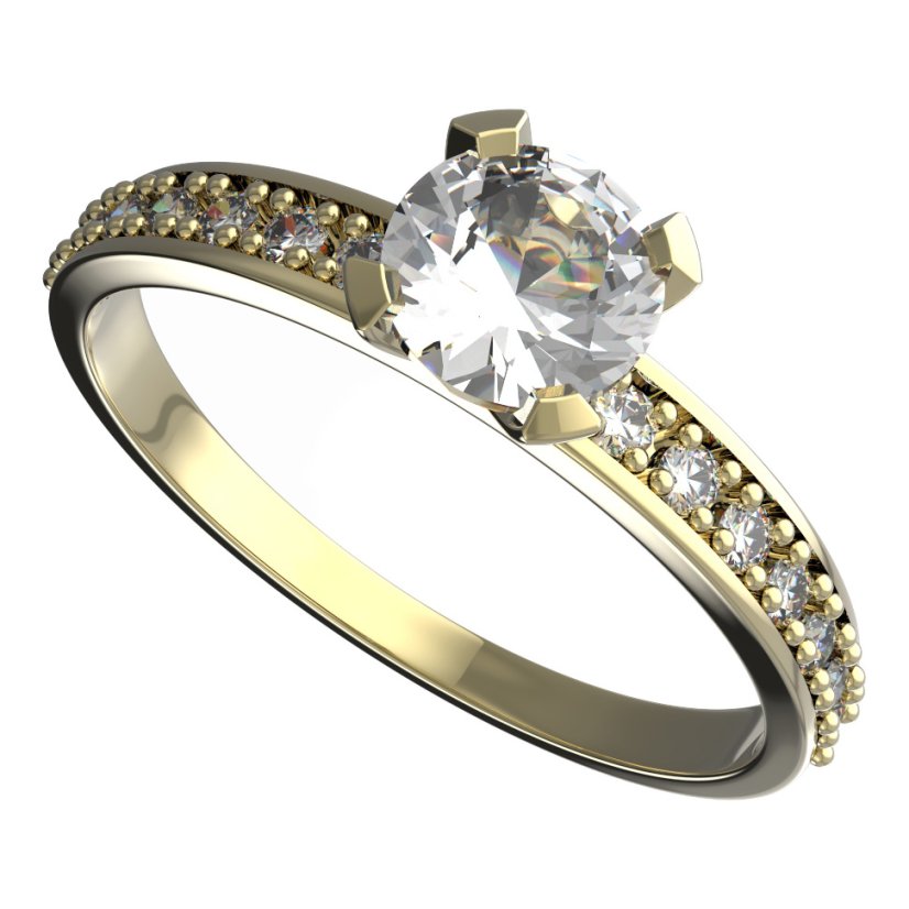 BG zlatý prstýnek 558 E Žluté zlato - 585 Diamant