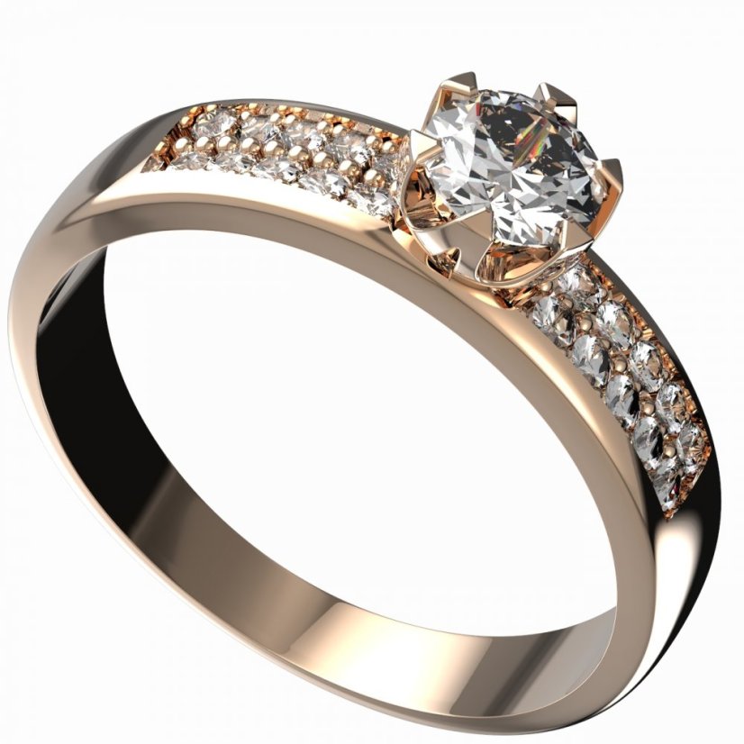 BG zlatý prsten s diamanty 872 F Růžové zlato 585 (30-90dní) Diamant lab-grown