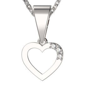 BG zlatý diamantový přívěšek srdíčko 1257 Bílé zlato - 585 Diamant lab-grown