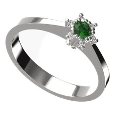BG zlatý prstýnek 765 Bílé zlato - 585 Zelený kubický zirkon