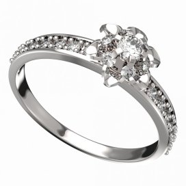 BG zlatý prstýnek 878 E Bílé zlato - 585 Diamant