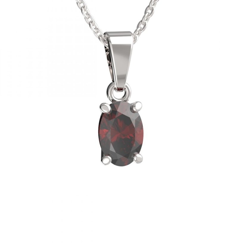 BG přívěs s centrálním oválným kamenem 711 Stříbro 925 - rhodium Granát