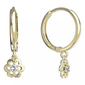 BeKid dětské náušnice šestilístek 842 Žluté zlato - 585 Diamant