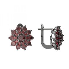 BG náušnice vsazený český granát  947 Stříbro 925 - ruthenium (30-90dní) Granát