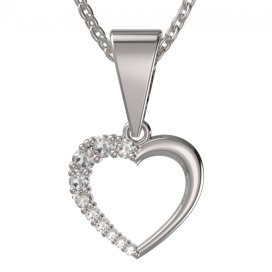 BG zlatý diamantový přívěšek srdíčko 1255 Bílé zlato - 585 Diamant lab-grown