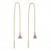 BeKid, Gold kids earrings -773 - Switching on: Chain 9 cm, Metal: Yellow gold 585, Stone: Pink cubic zircon