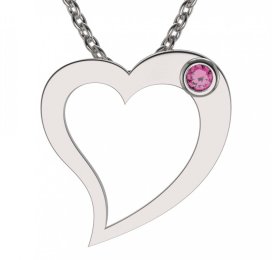 BG zlatý přívěšek srdíčko 1569 Bílé zlato - 585 Růžový kubický zirkon