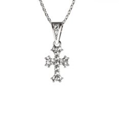 BG zlatý diamantový přívěšek křížek 267 Bílé zlato - 585 Diamant lab-grown