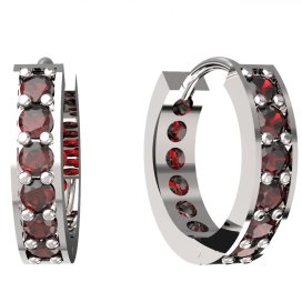 BG náušnice vsazený granát hvězdicový brus  807 Stříbro 925 - rhodium Granát