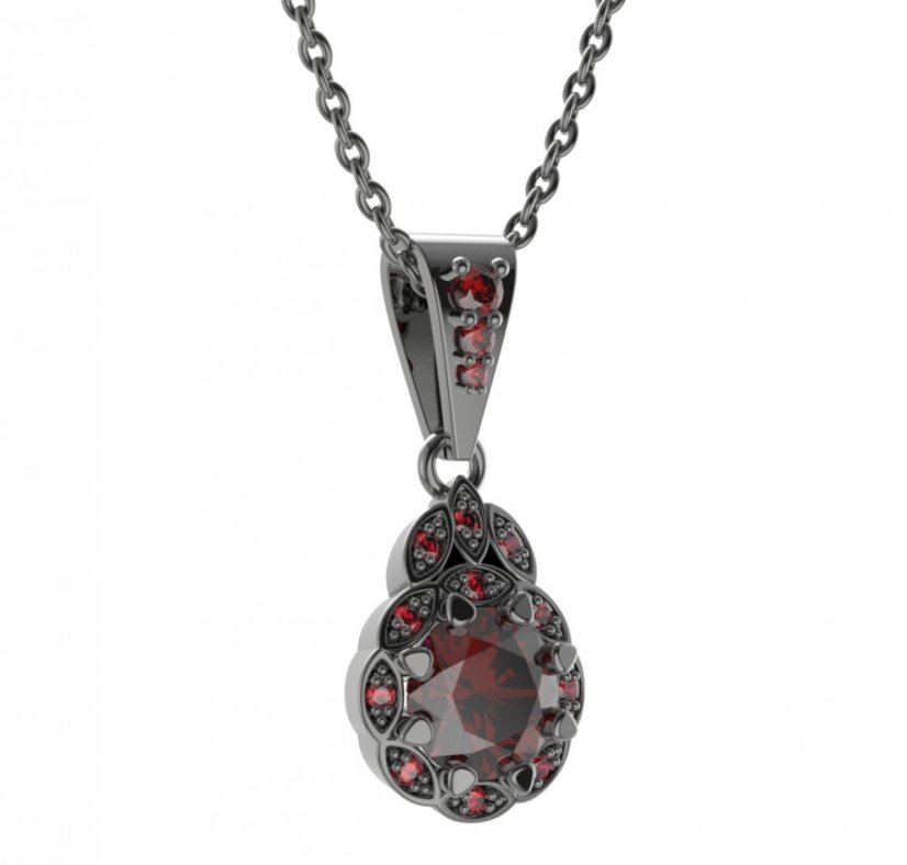 BG přívěs kulatý 991-2 Stříbro 925 - rhodium Vltavín a  kubický zirkon