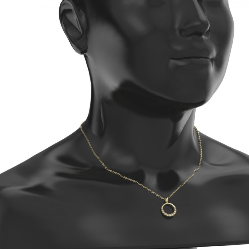BG Zlatý přívěs kruh 1578 Bílé zlato - 585 Zelený kubický zirkon