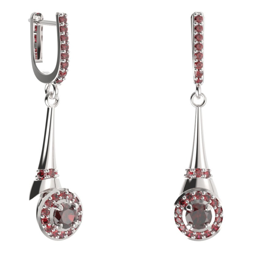 BG náušnice kruhového tvaru 541-C91 Stříbro 925 - rhodium Granát