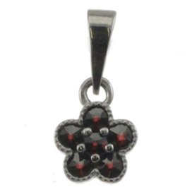 Stříbrný přívěsek s českým granátem, ruthenium – 958